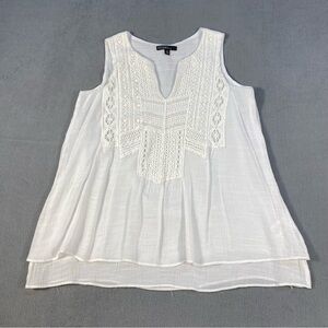 Studio by JPR Women’s White Blouse with Leno Crotchet Gauze, layered, size XS